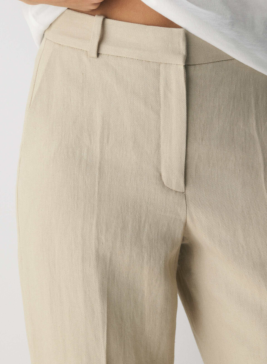 new agency bukse - lin pergament beige