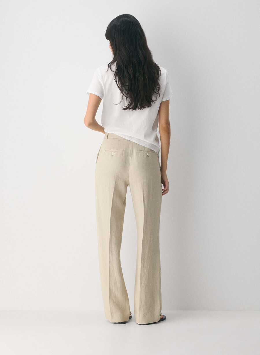 new agency bukse - lin pergament beige