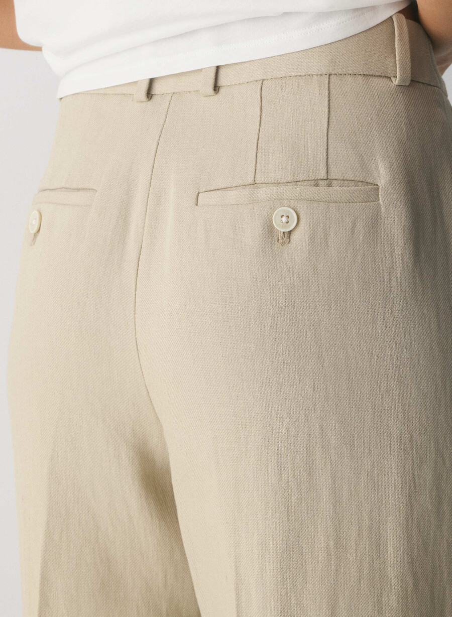 new agency bukse - lin pergament beige