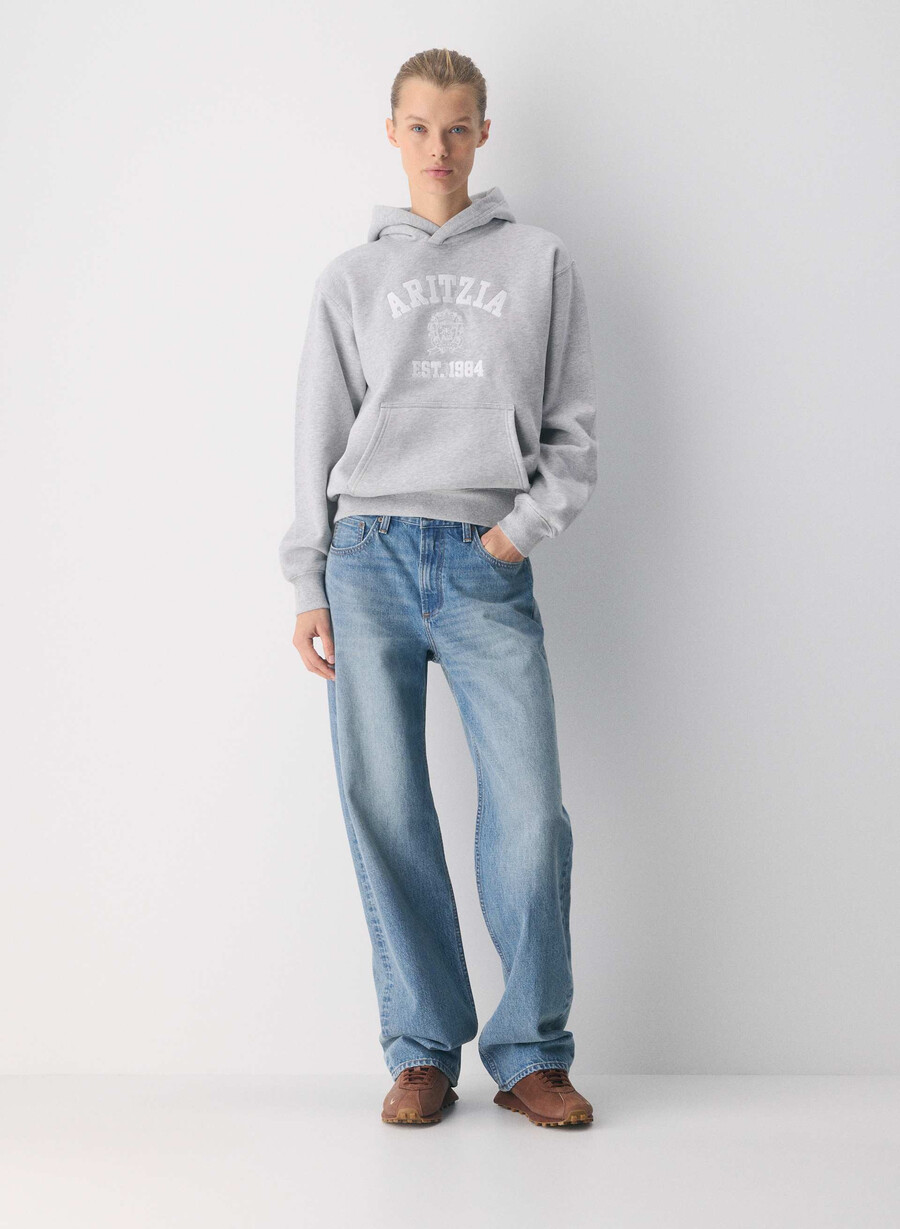 koselig hettegenser i fleece med perfekt passform heather chromewhite