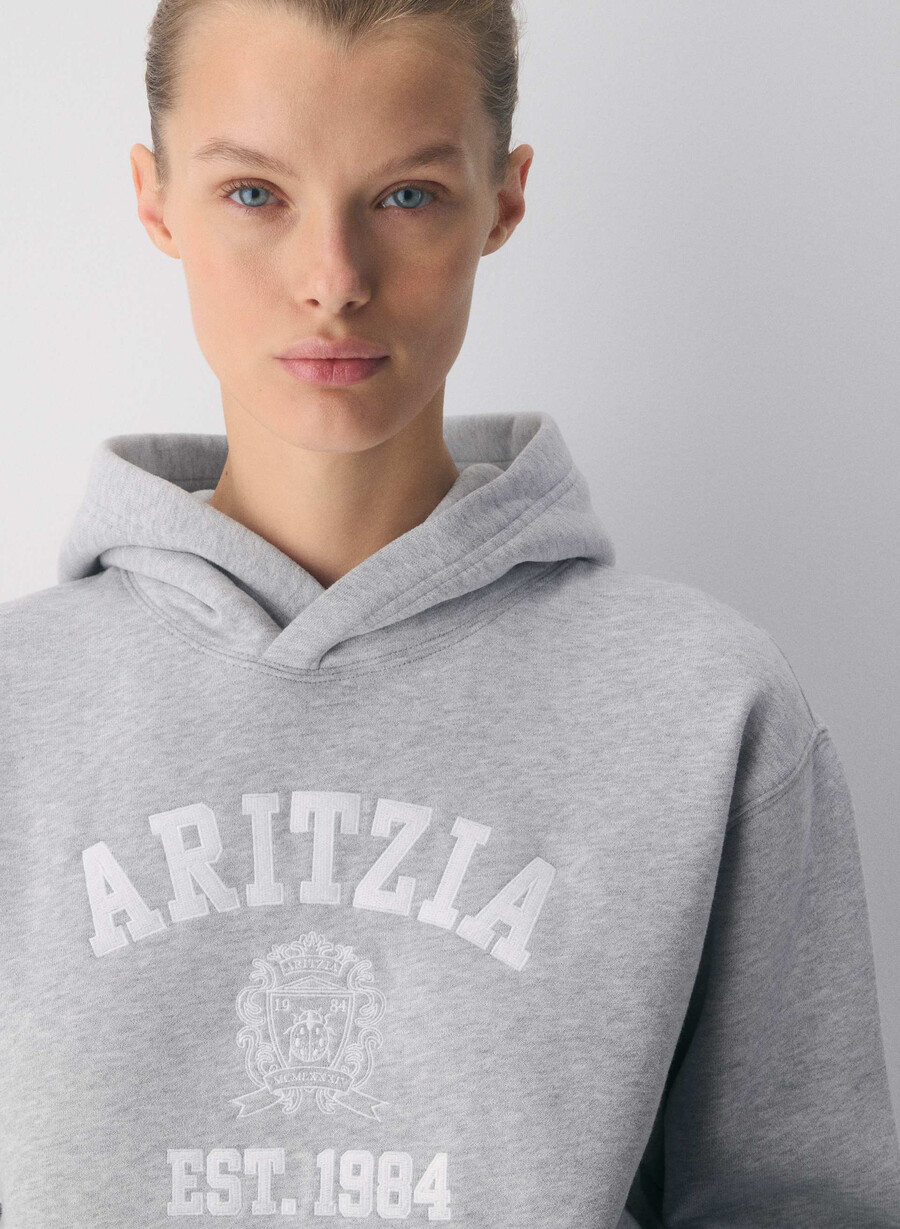 koselig hettegenser i fleece med perfekt passform heather chromewhite