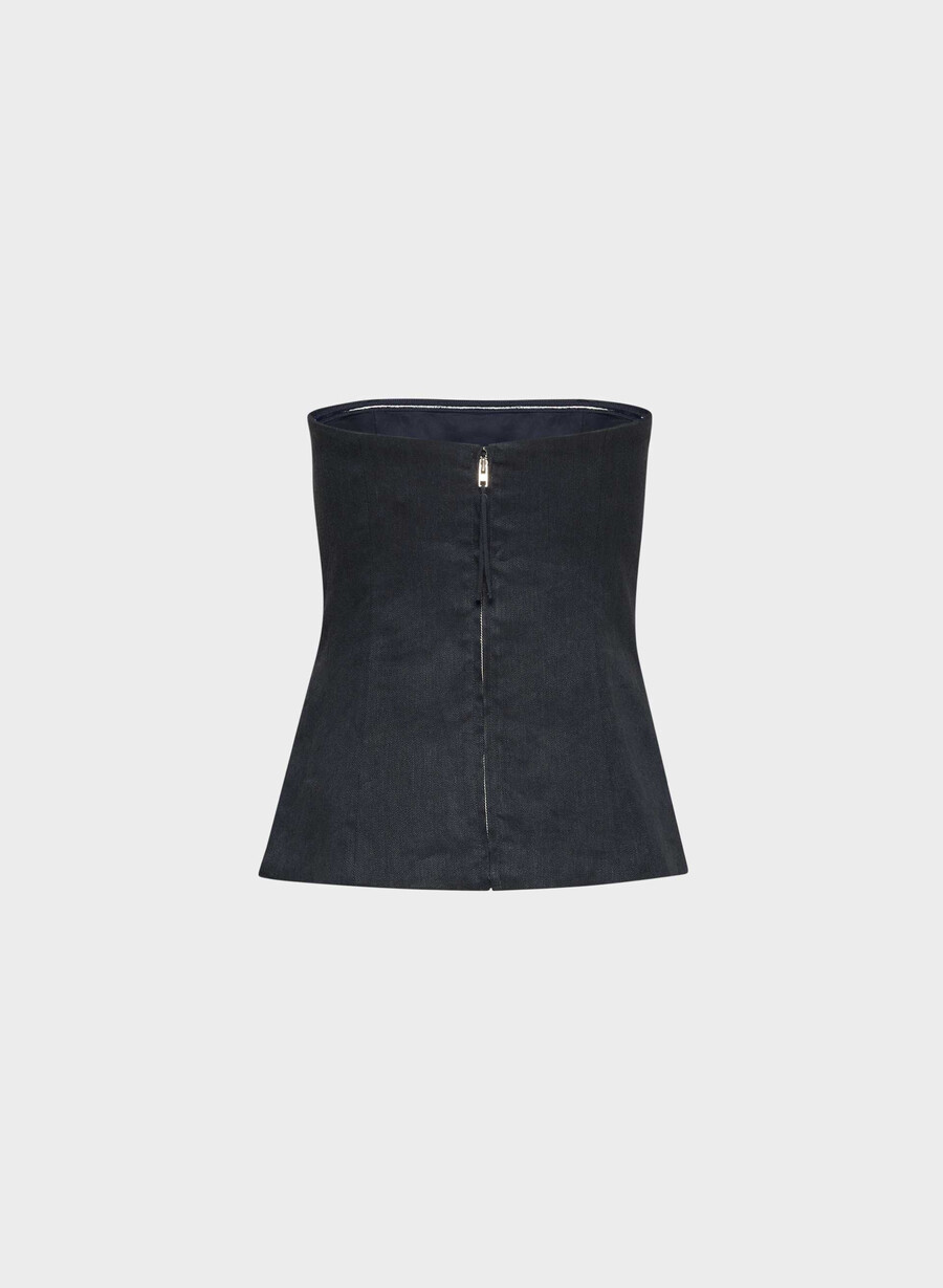 posh linen tubetopp mØrk navyblÅ