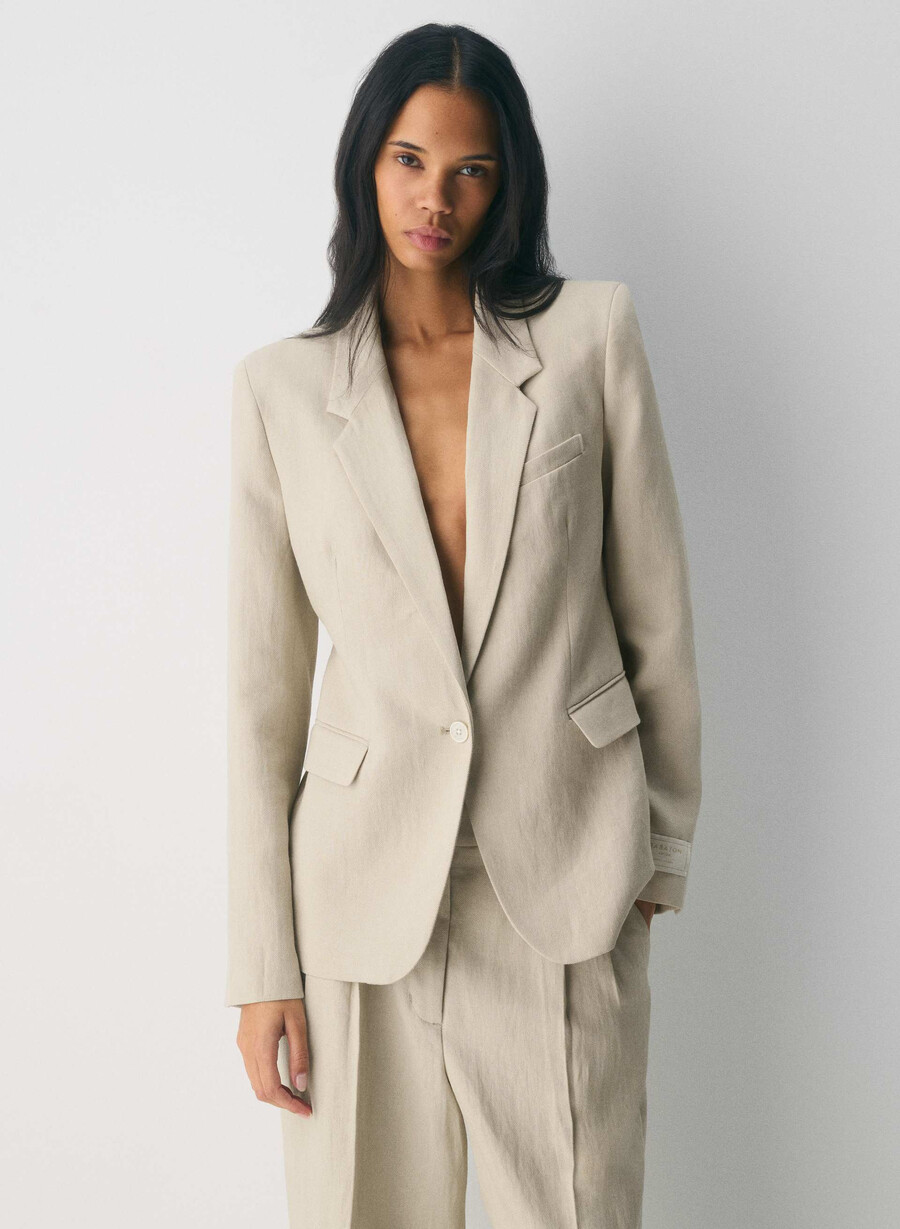 producer blazer - lin pergament beige