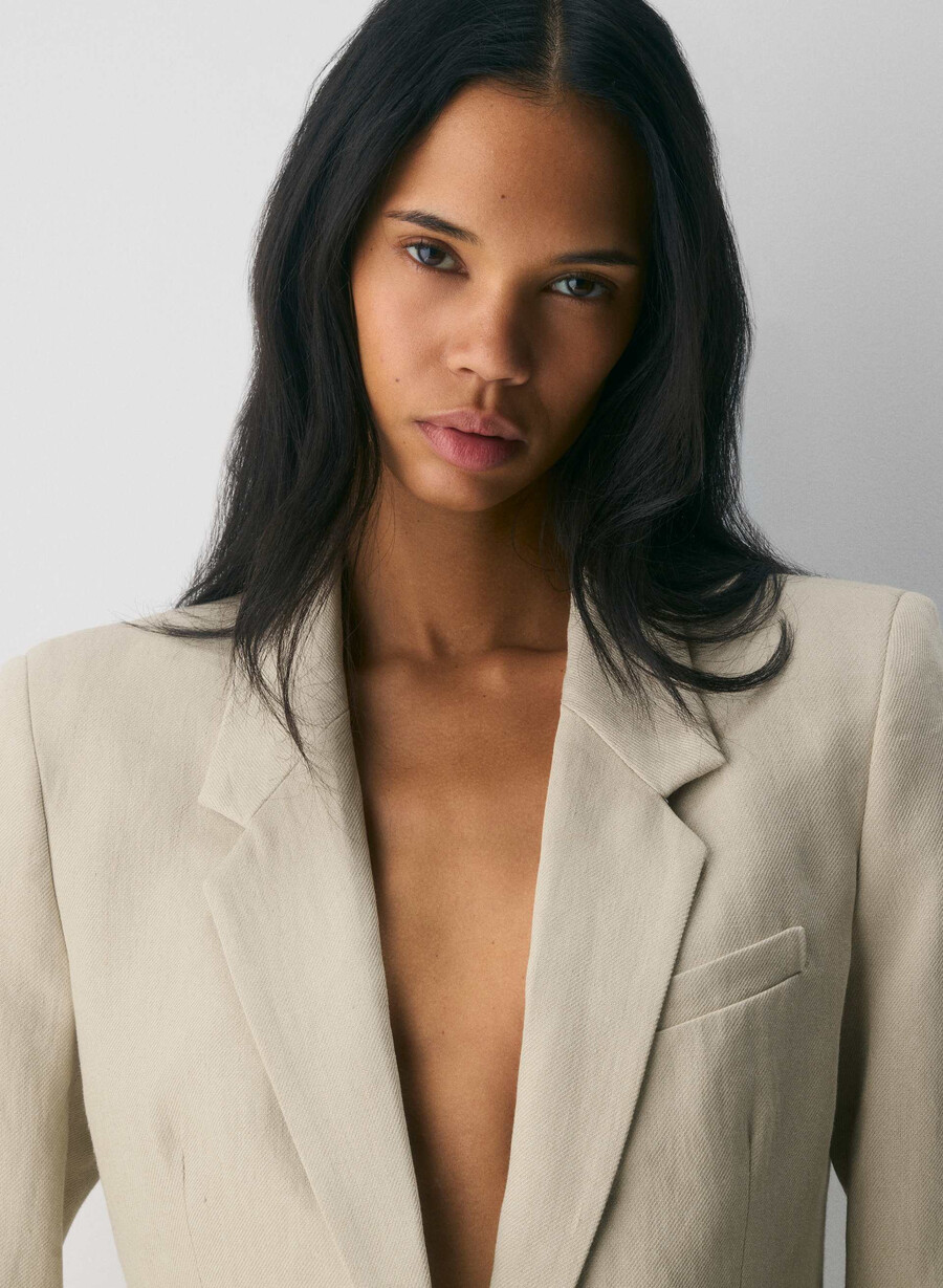 producer blazer - lin pergament beige