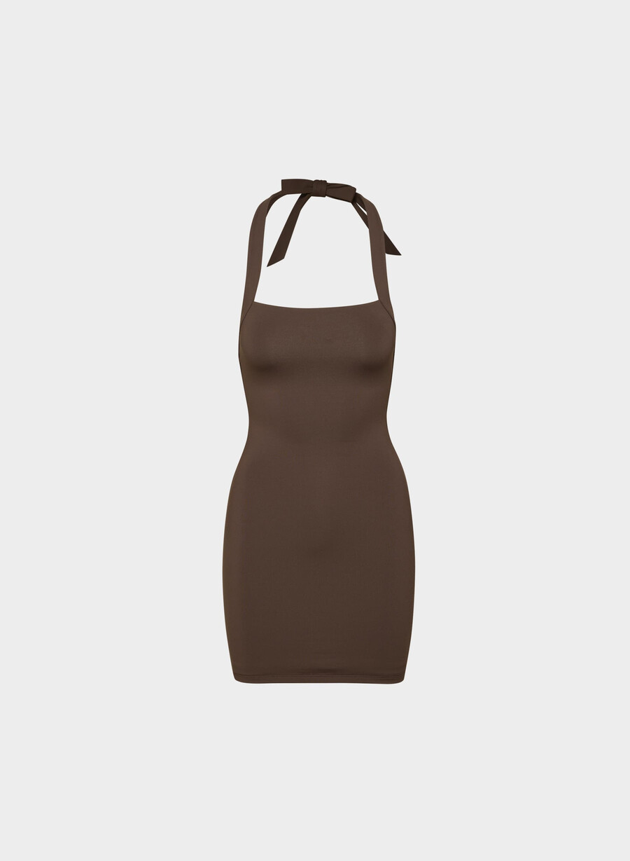 original contour optimum halterkjole rik mokkabrun