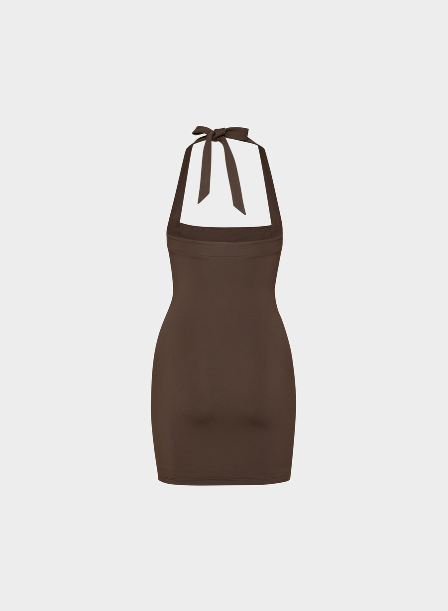 original contour optimum halterkjole rik mokkabrun