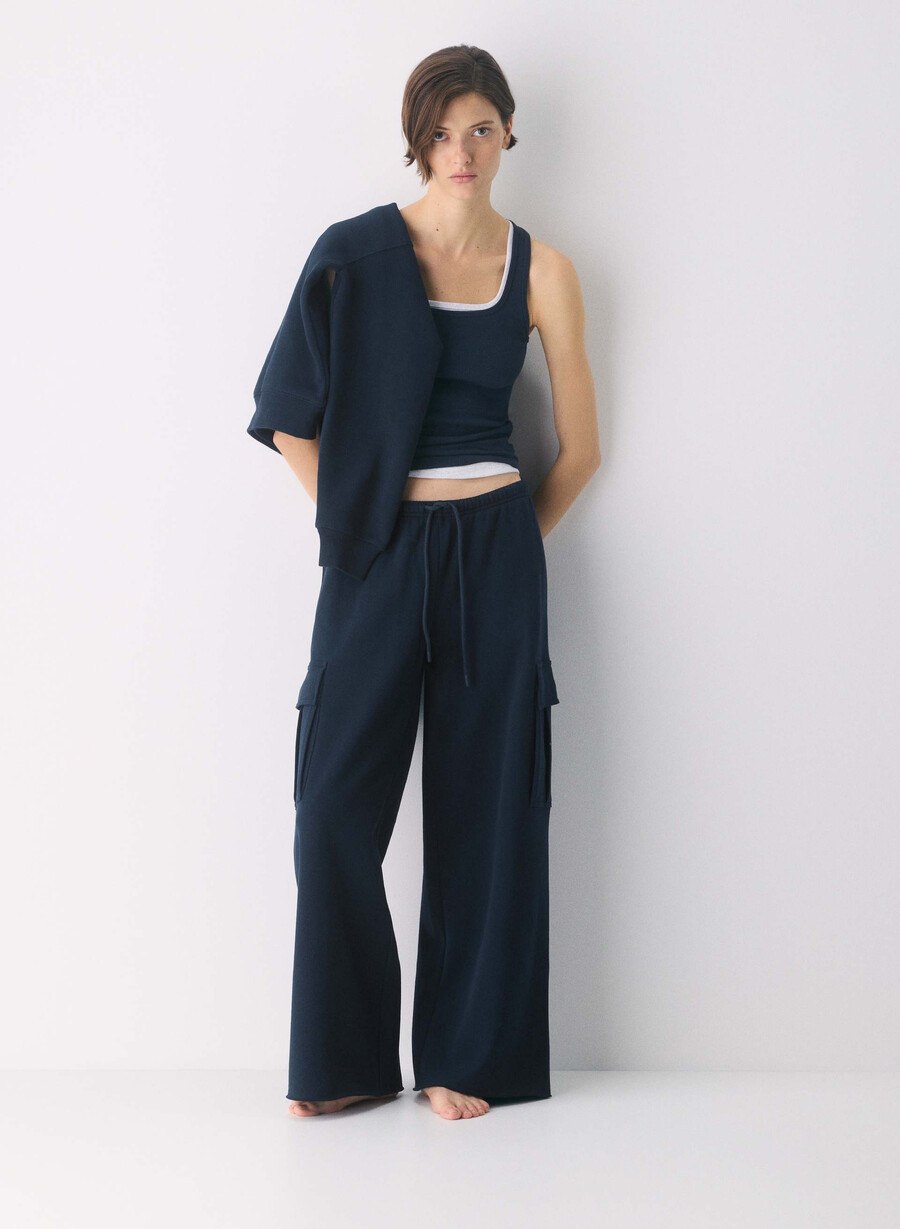 koselig svettefleece mega cargo flutter-sweatpant admiral