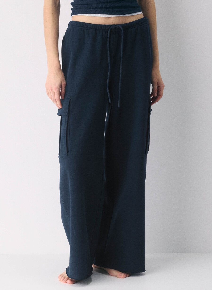 koselig svettefleece mega cargo flutter-sweatpant admiral