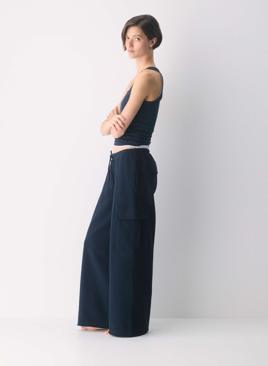 koselig svettefleece mega cargo flutter-sweatpant admiral