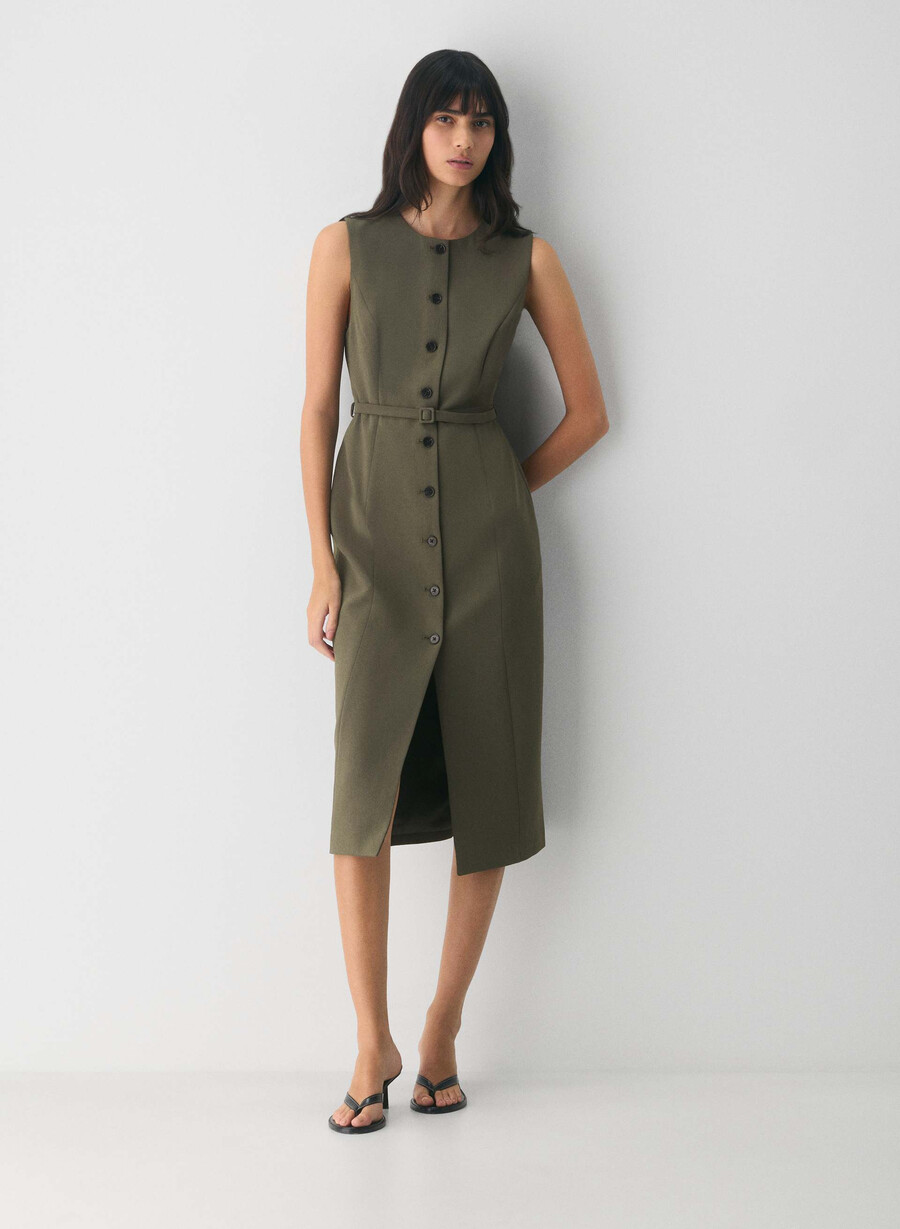 volute dress - crepette dark olive