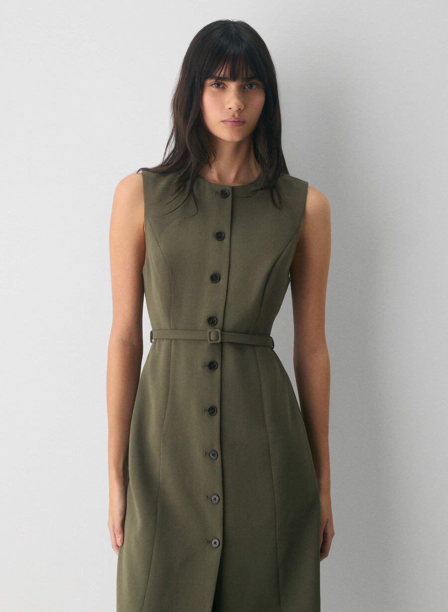 volute dress - crepette dark olive