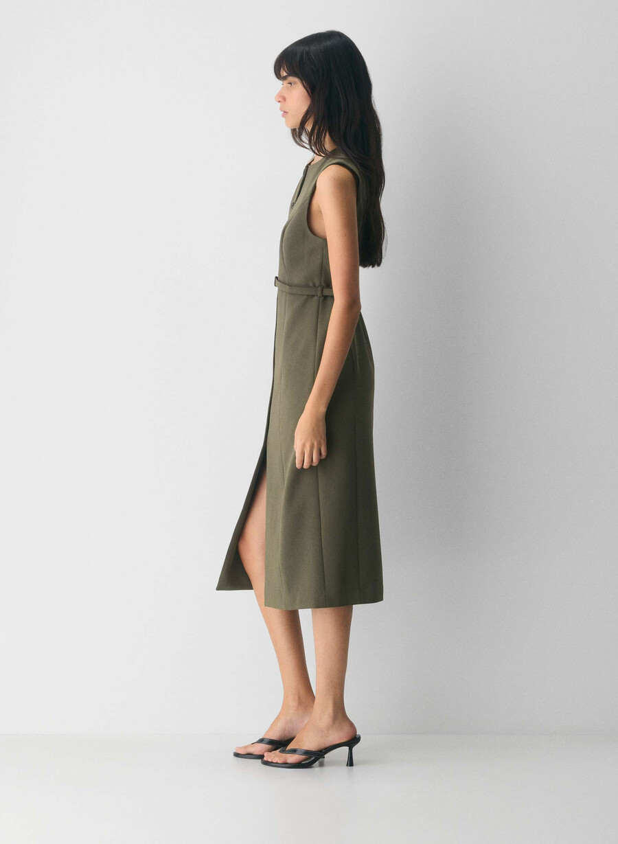 volute dress - crepette dark olive