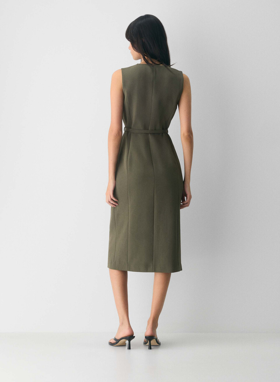 volute dress - crepette dark olive