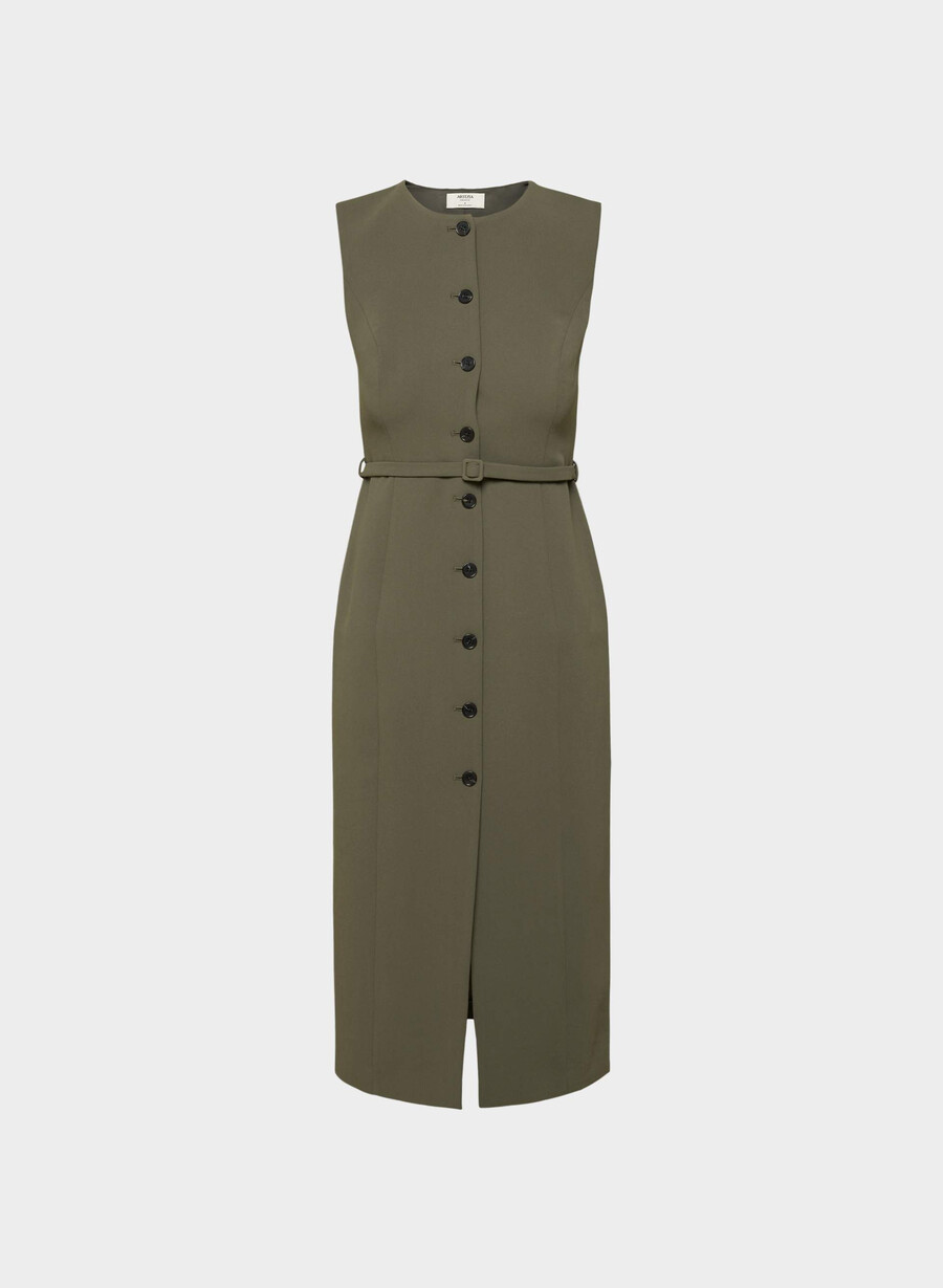 volute dress - crepette dark olive