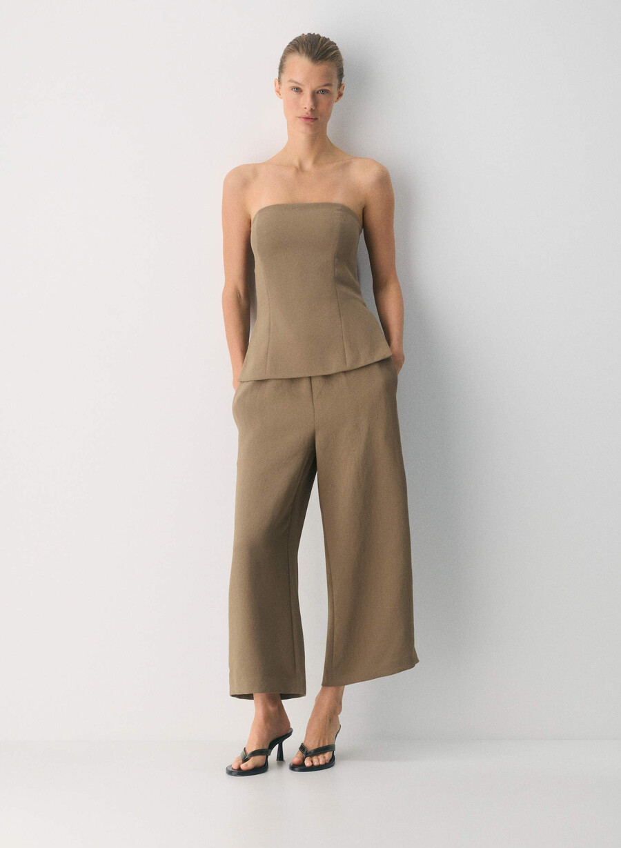 the lodge pant cropped - crepette folio brun