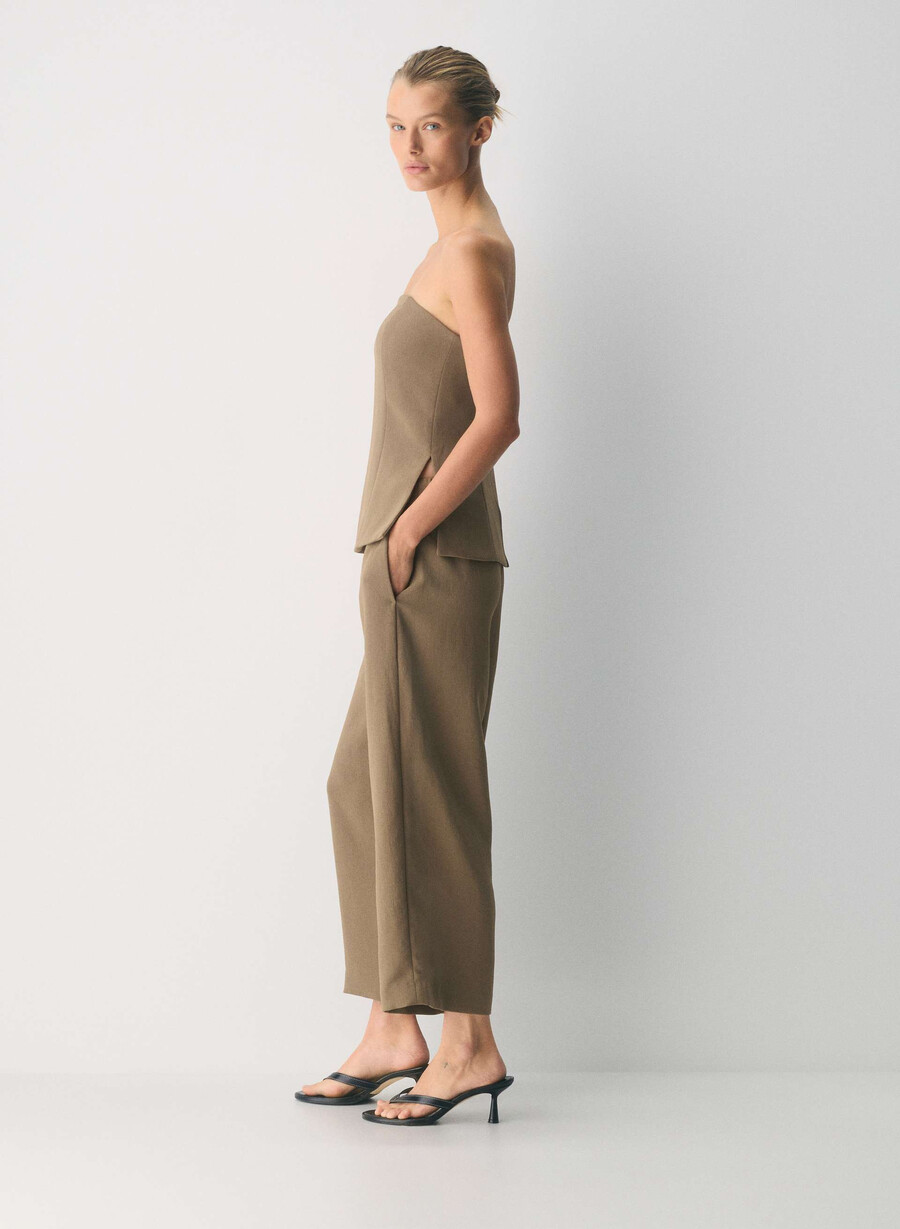 the lodge pant cropped - crepette folio brun