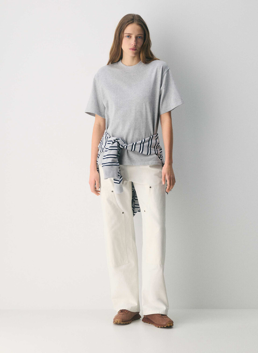 mighty cotton delta t-skjorte melerg krom