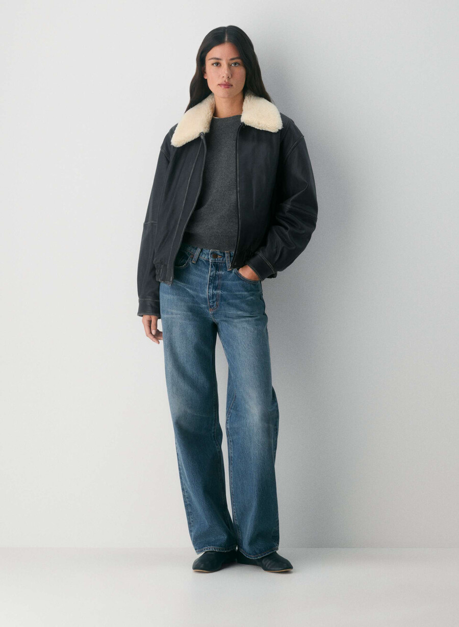 denim forum cleo relaxed high-rise wide jeans vintage mørk blå