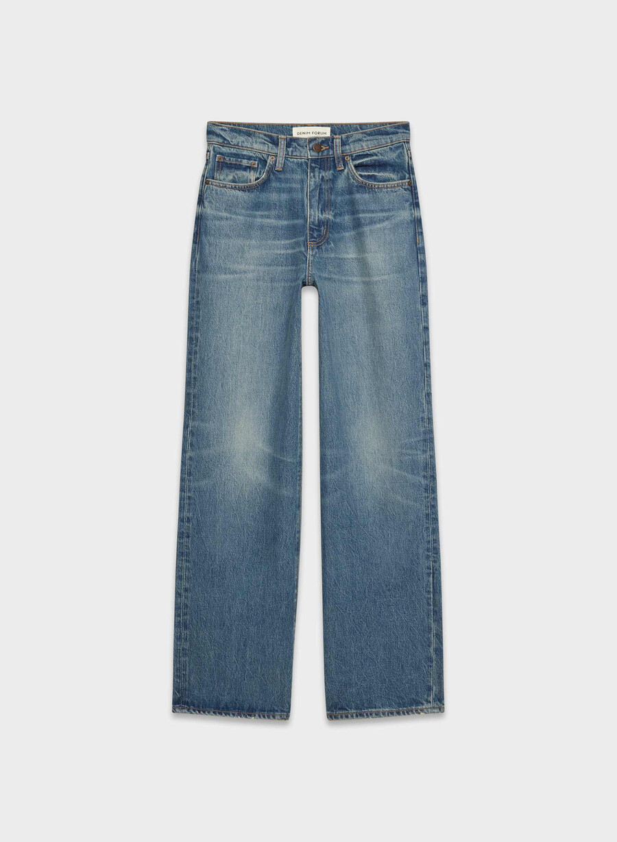 denim forum cleo relaxed high-rise wide jeans vintage mørk blå