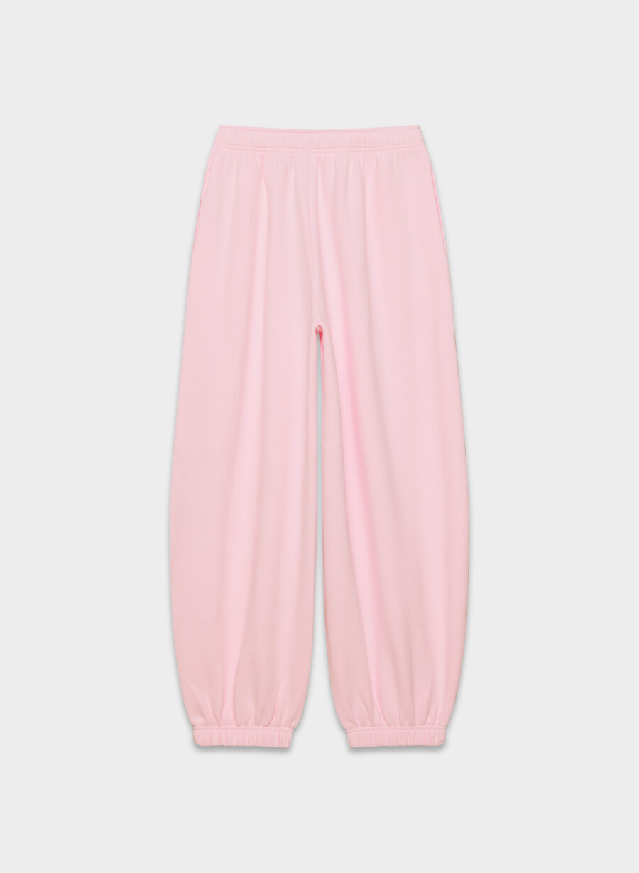 koselig joggebukse i fleece med megaballonger i villa rosa