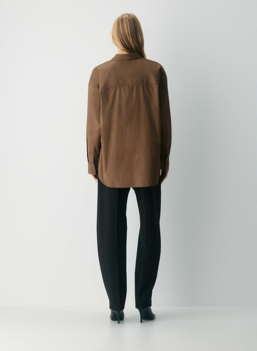 archive poplin-skjorte cello brun