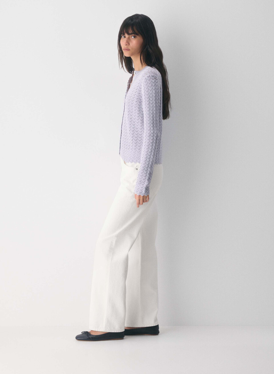 cotton charm prelusion cardigan i lilla med villblomster