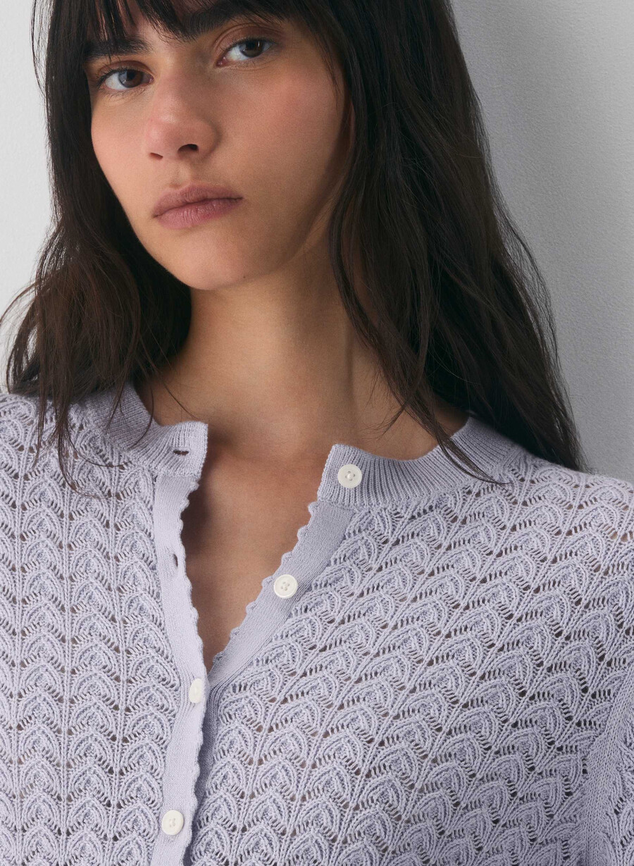 cotton charm prelusion cardigan i lilla med villblomster