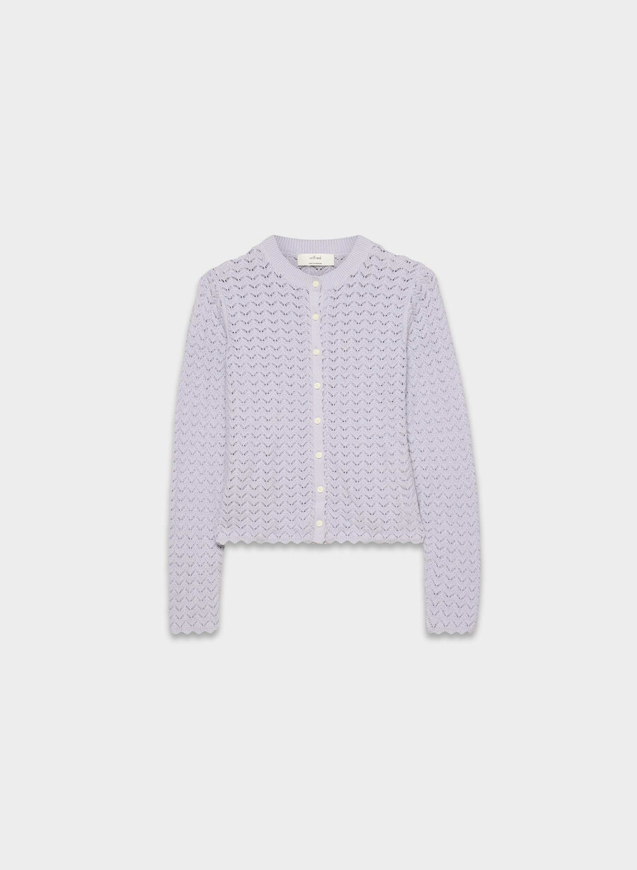 cotton charm prelusion cardigan i lilla med villblomster