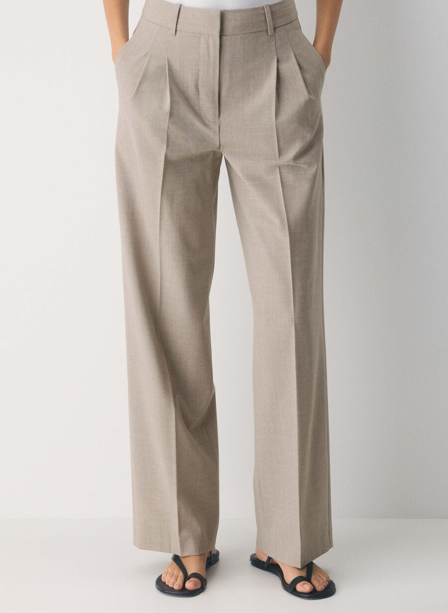 the effortless pant ull heather light nutmeg