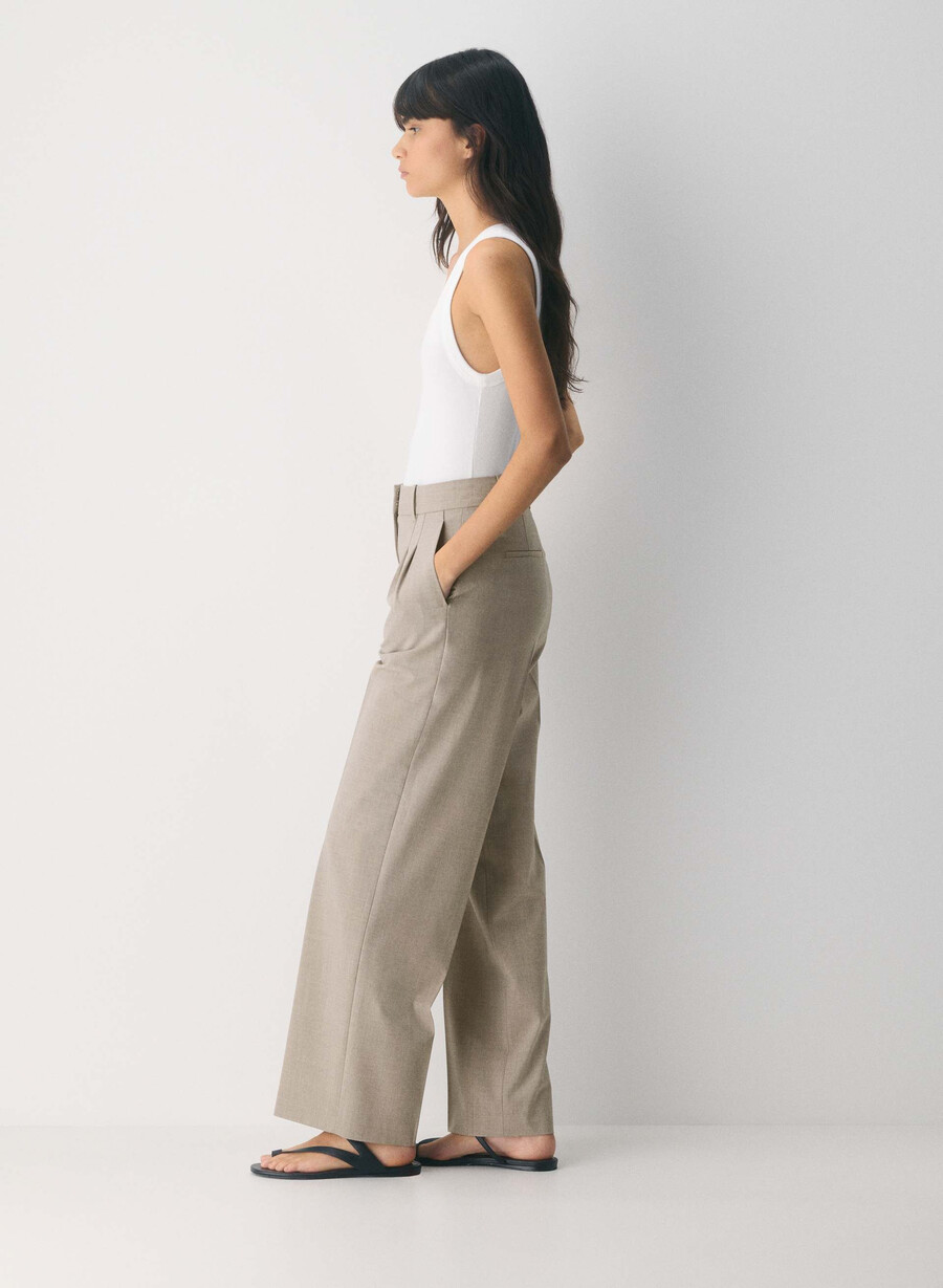 the effortless pant ull heather light nutmeg