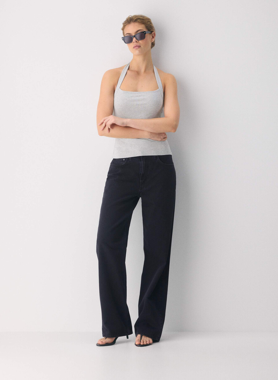 casual contour optimum halter-topp i melange med krom