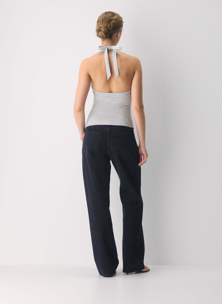 casual contour optimum halter-topp i melange med krom