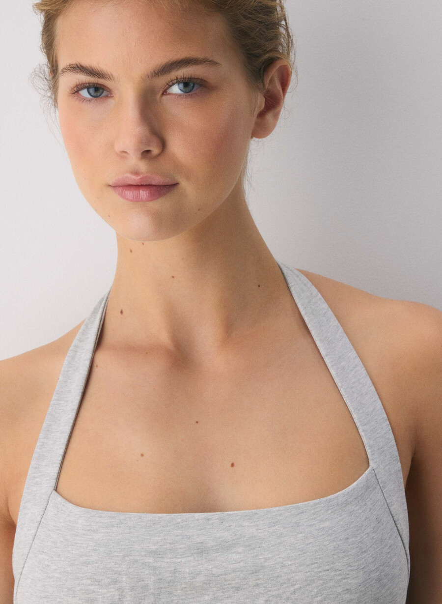 casual contour optimum halter-topp i melange med krom