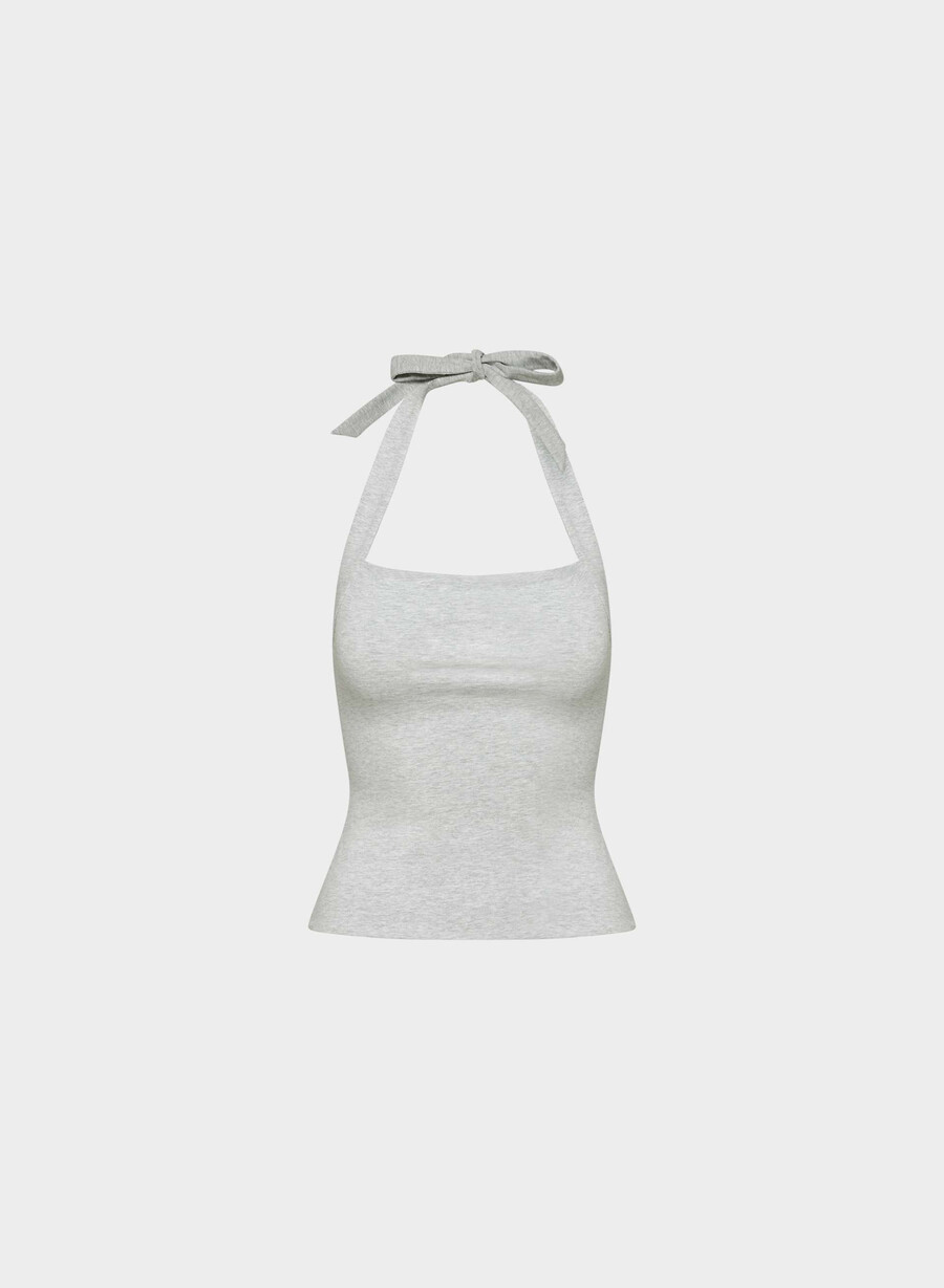 casual contour optimum halter-topp i melange med krom