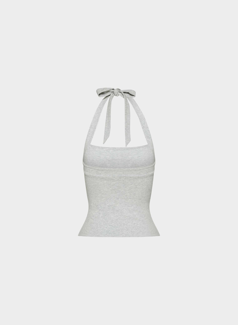 casual contour optimum halter-topp i melange med krom