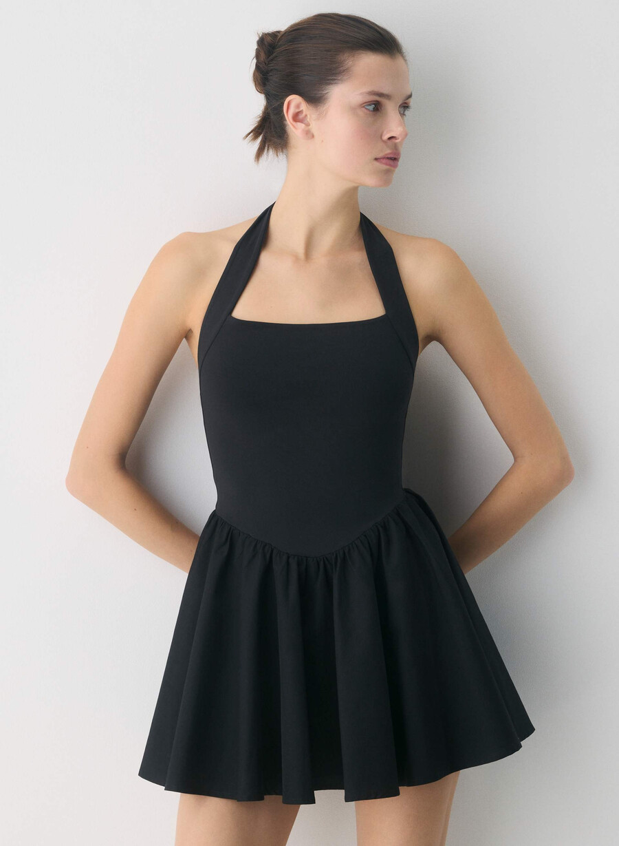 courtyard poplin kjole svart