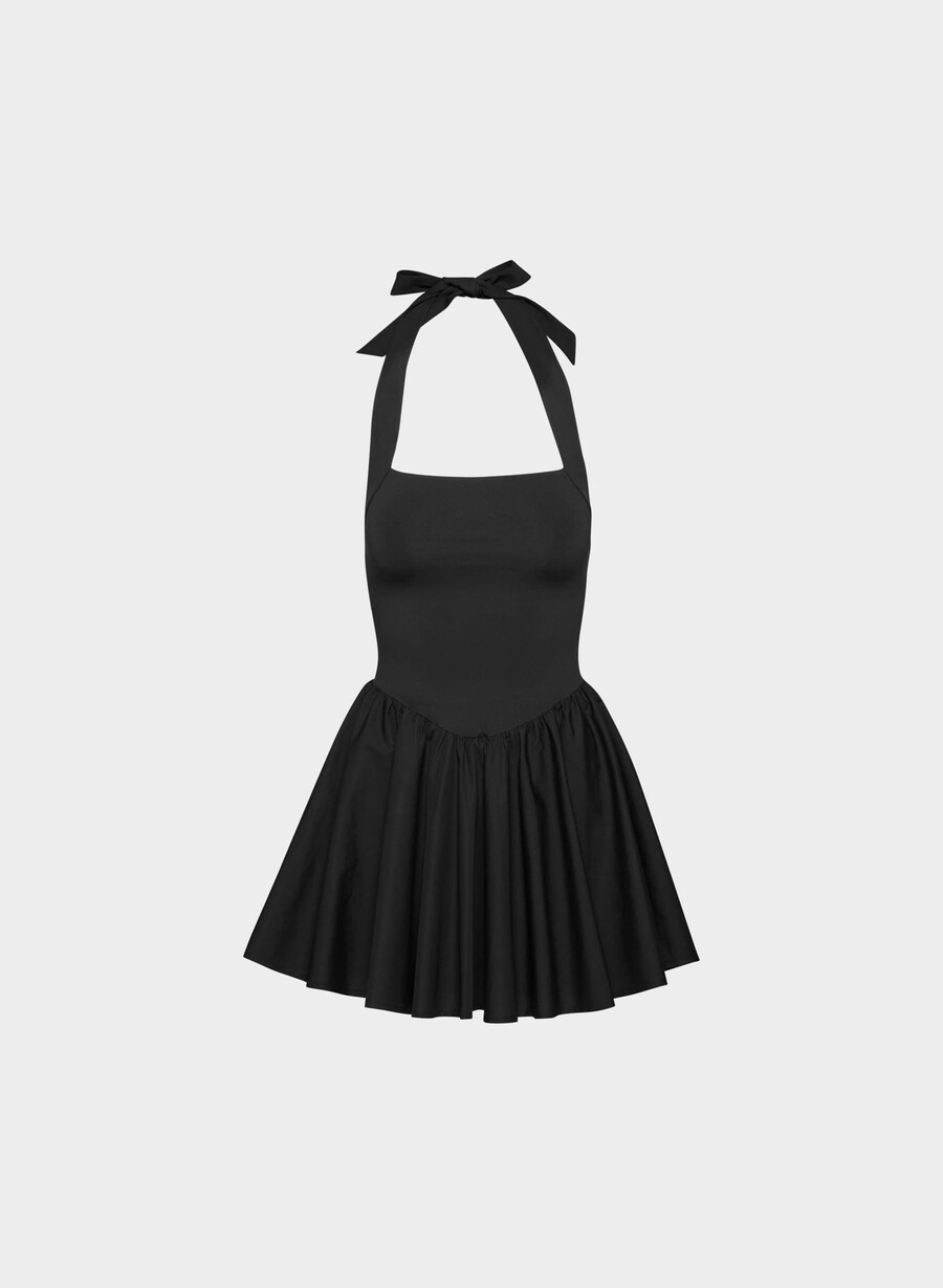courtyard poplin kjole svart