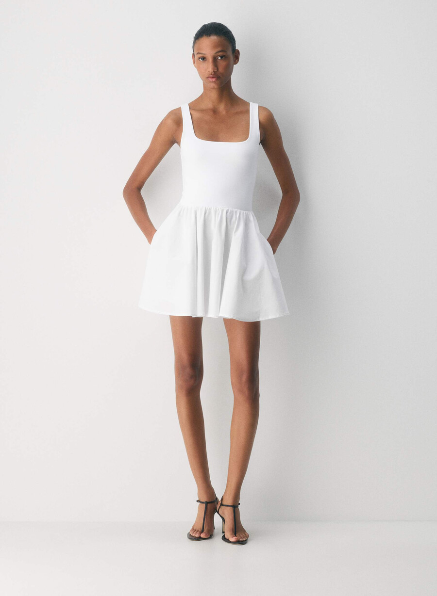 revive poplin minikjole knallhvit