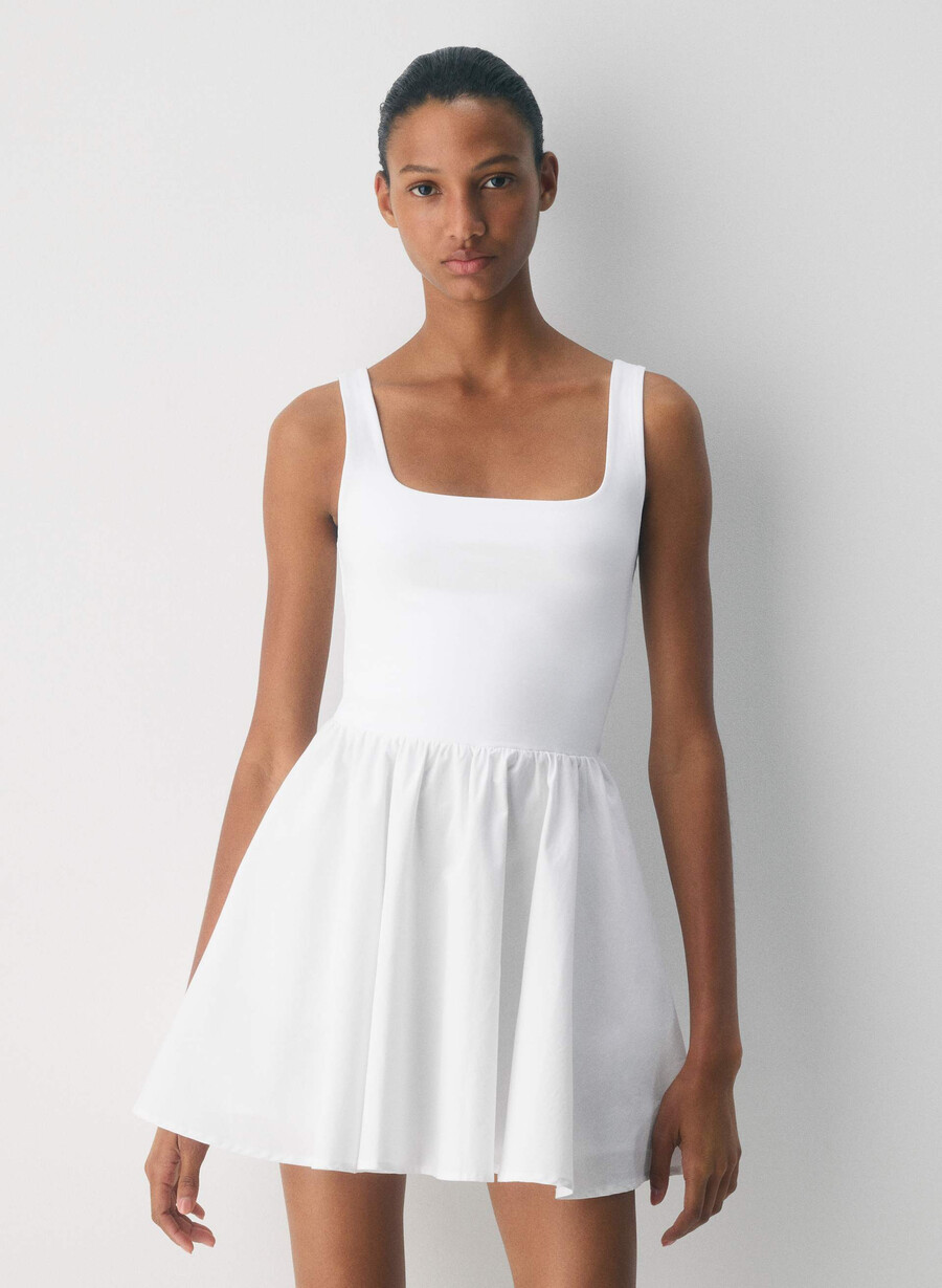 revive poplin minikjole knallhvit