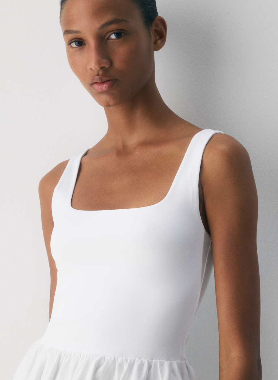 revive poplin minikjole knallhvit
