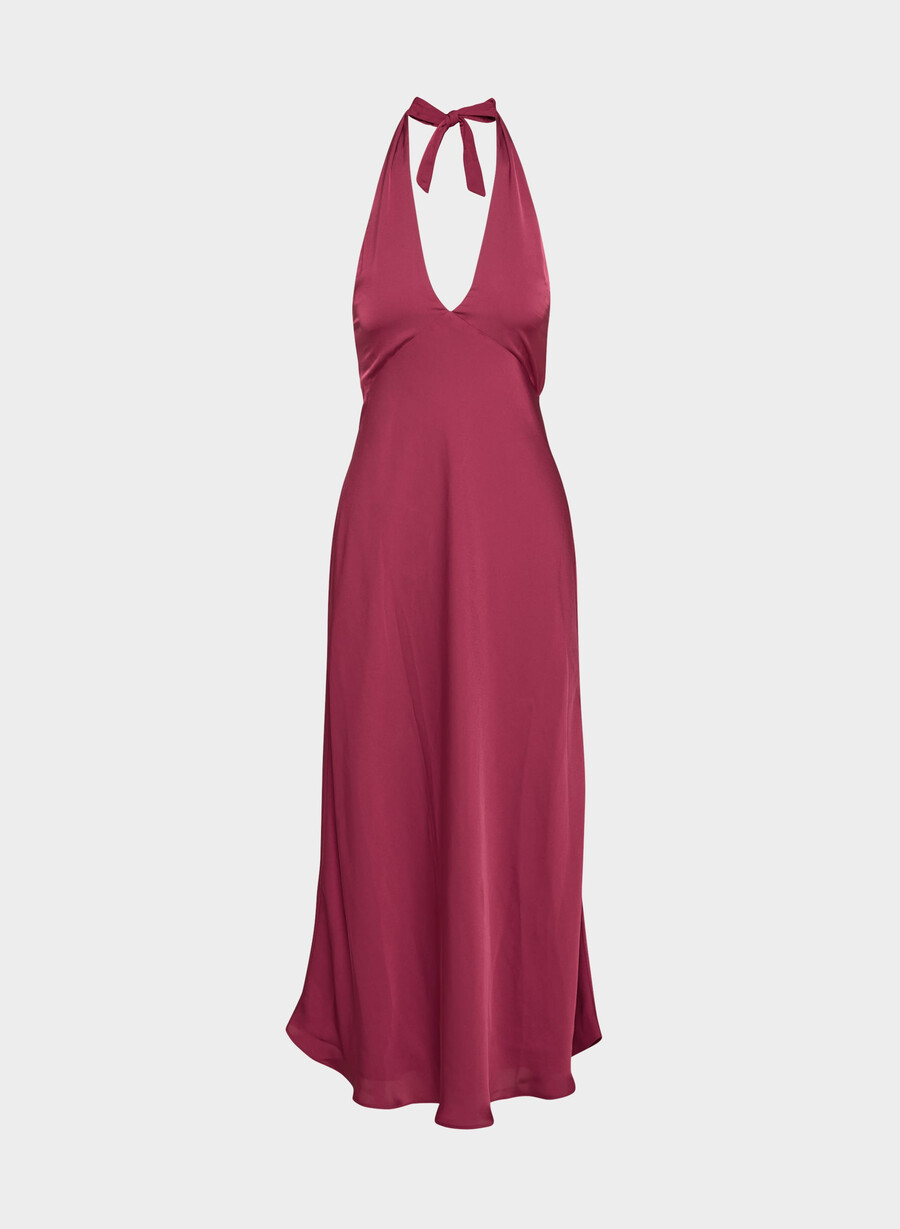 nightscape sateng halterkjole juicy rose