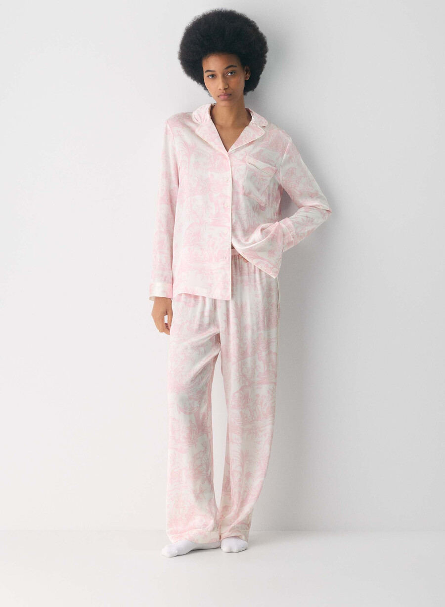 nightside silke pysjamasskjorte lght bch dk cpd rosa