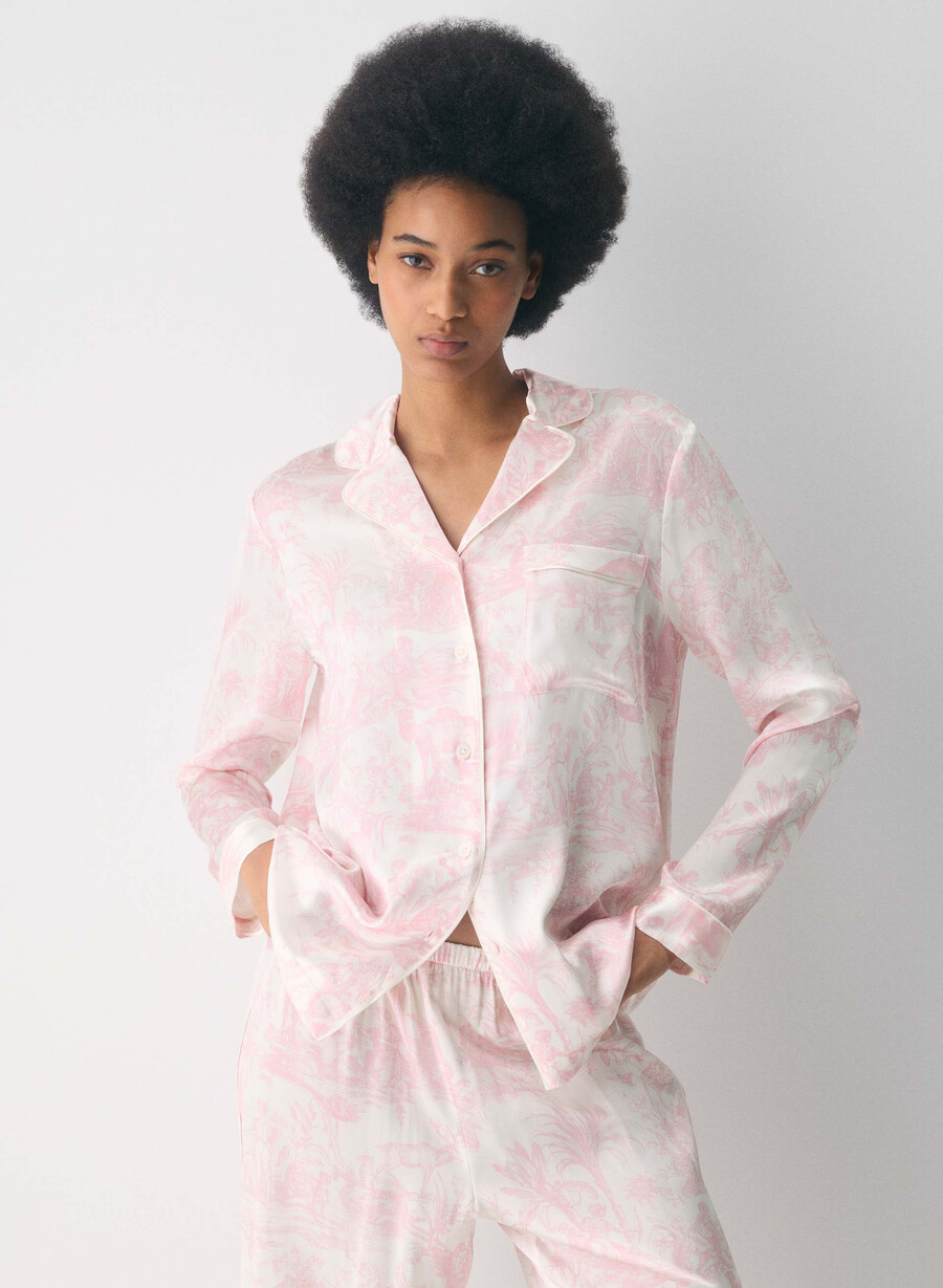 nightside silke pysjamasskjorte lght bch dk cpd rosa