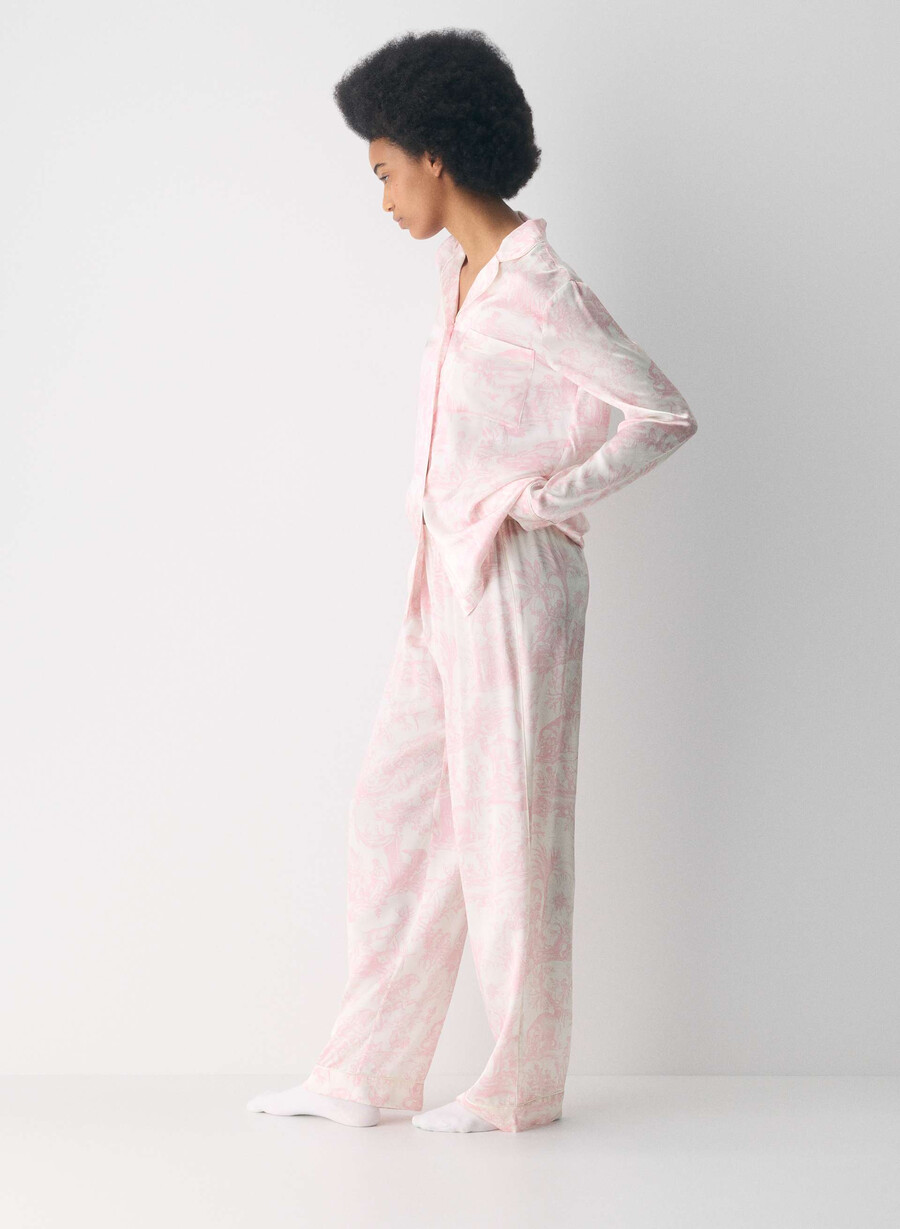 nightside silke pysjamasskjorte lght bch dk cpd rosa
