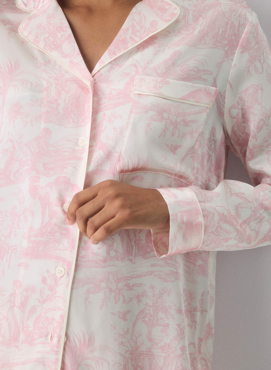 nightside silke pysjamasskjorte lght bch dk cpd rosa