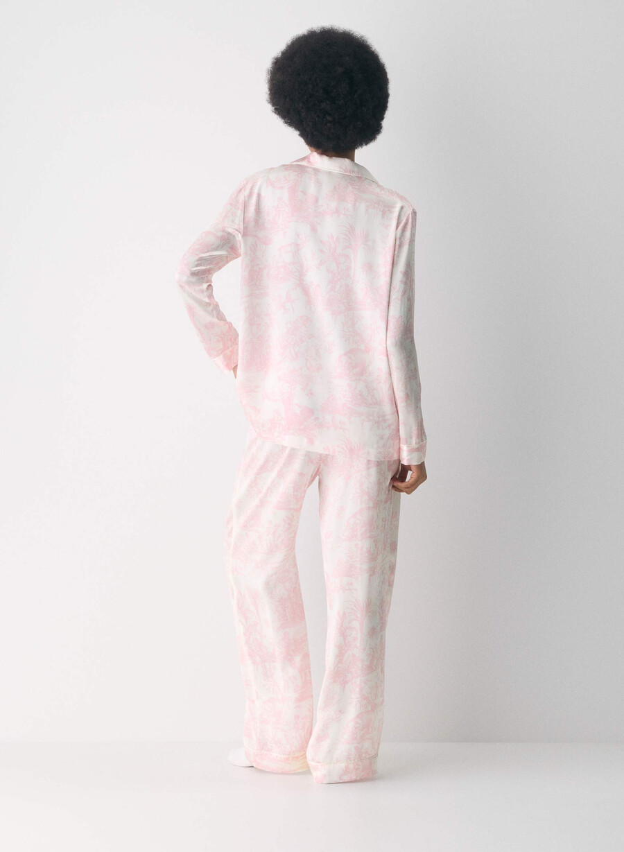 nightside silke pysjamasskjorte lght bch dk cpd rosa