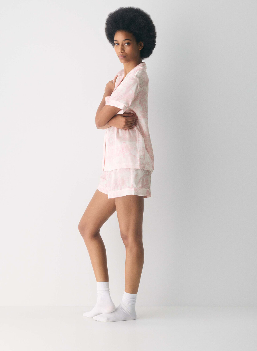 nightside silke kortermet pyjamasskjorte lght bch dk cpd rosa
