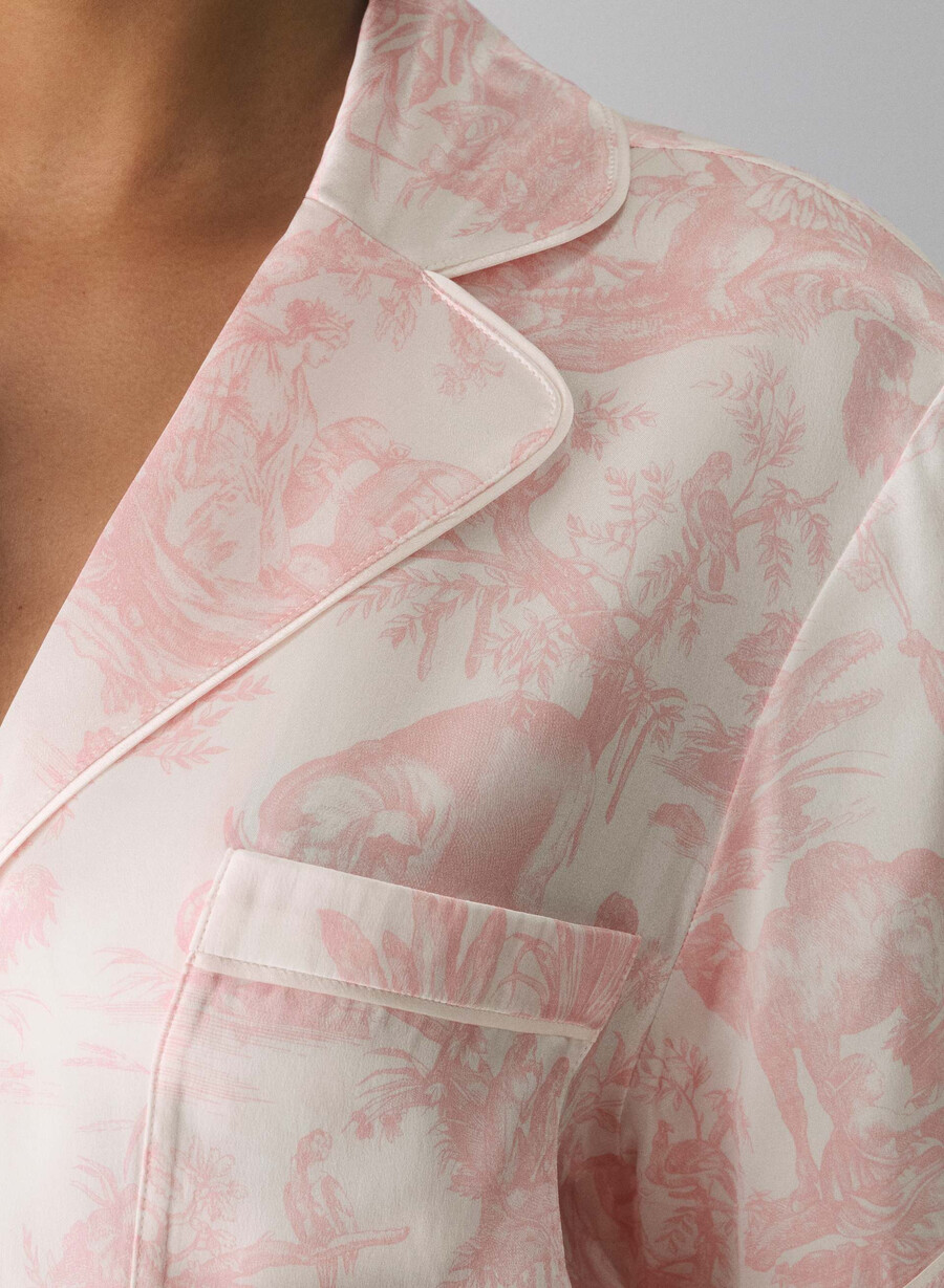 nightside silke kortermet pyjamasskjorte lght bch dk cpd rosa