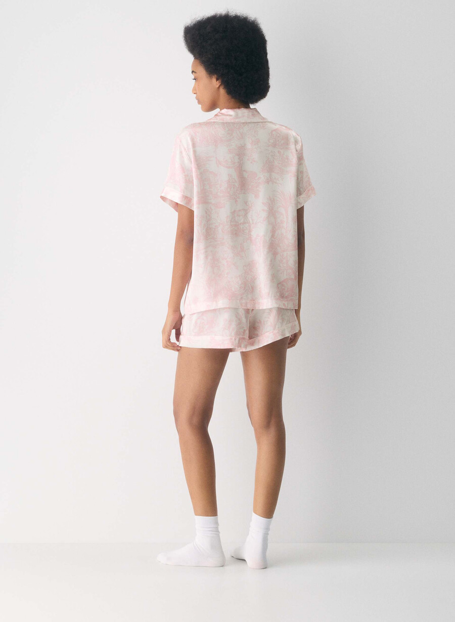 nightside silke kortermet pyjamasskjorte lght bch dk cpd rosa