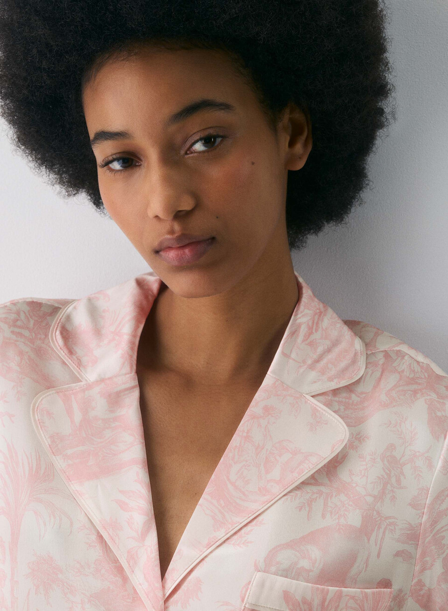 nightside silke kortermet pyjamasskjorte lght bch dk cpd rosa